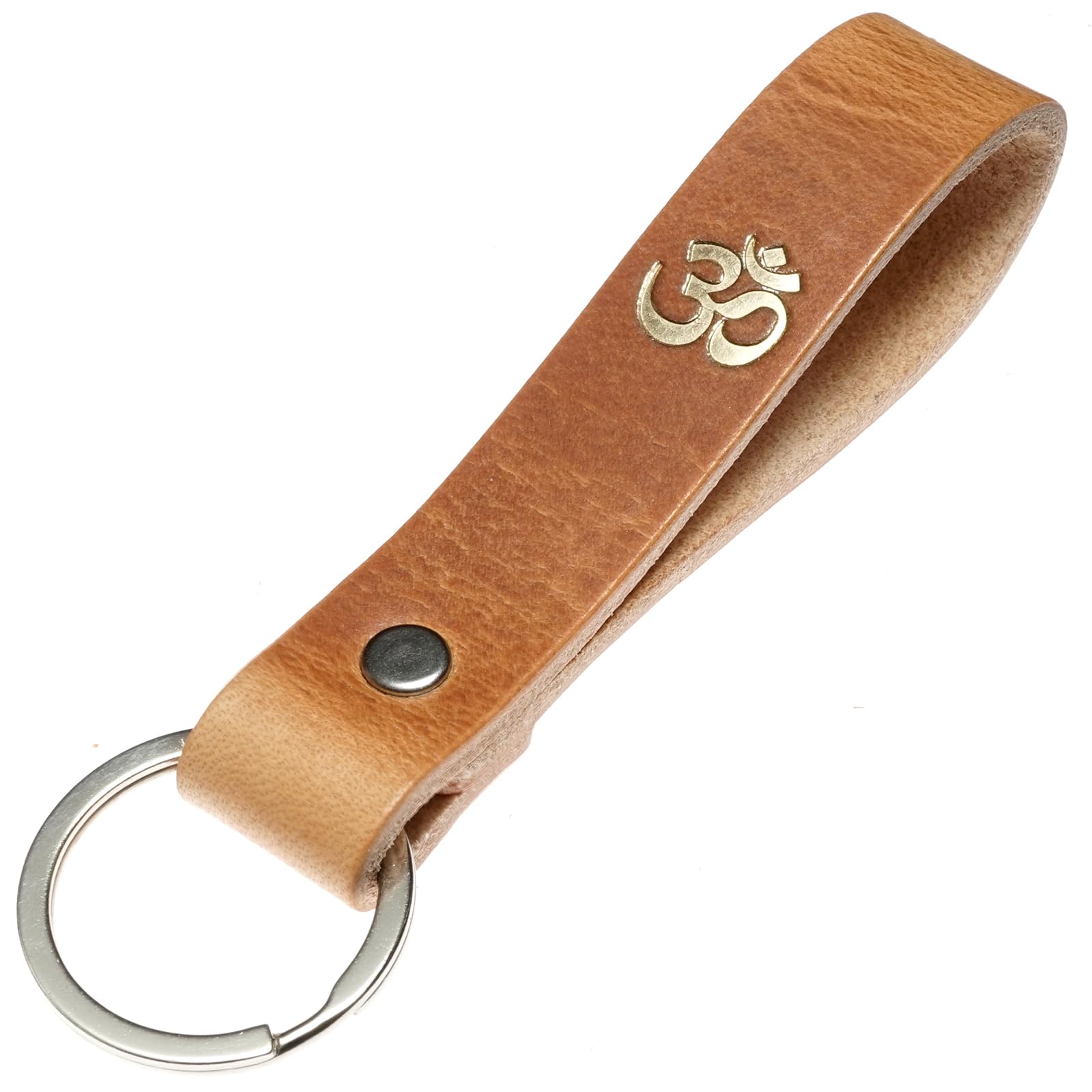 ELBERCRAFT® Leather Keyring Gift for Women or Men Vegetable Tanned Brown with Engraving 12 cm Made in Germany Leather Keychain, OM, 12 cm, Classic