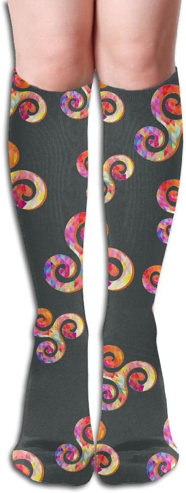 Celtic Triskelion Cartoon 3D Printed Women's Knee High Long Leg Warmers Stockings Cotton Socks 19.68in