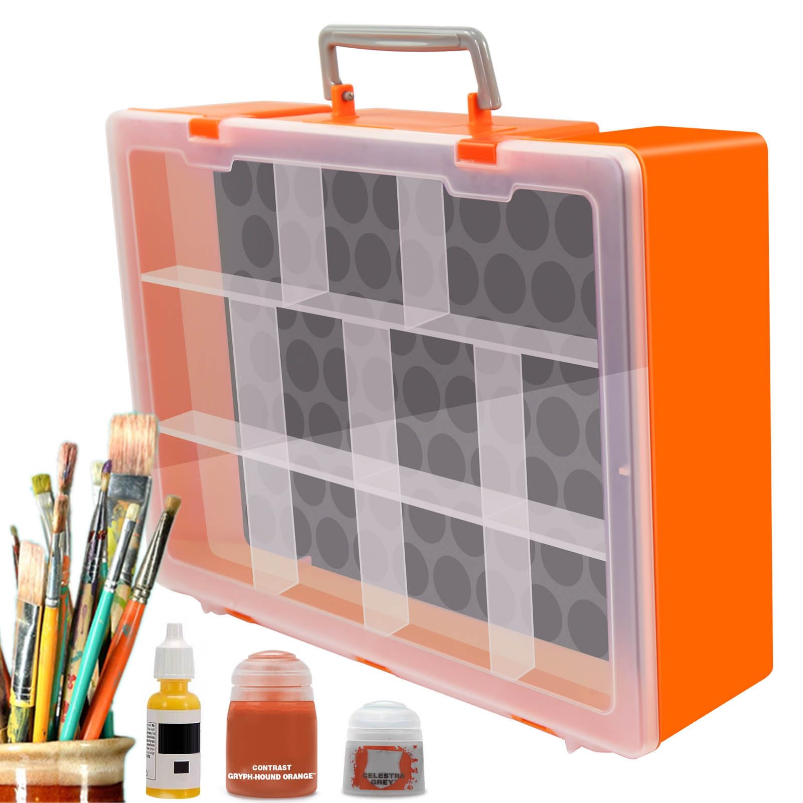 Photo 1 of 1set Model Paint Organizer with 60 Holes (Diameter 32.5mm) Pigment Bottle Storage Suitcase Dual-layer Portable Box SN03S Miniature Paint Storage