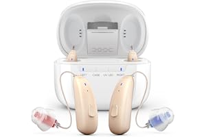 COQOOL Hearing Aids for Seniors - Rechargeable Behind-The-Ear BTE Hearing Aid with Noise Cancelling for Severe Hearing Loss, Invisible Hearing Amplifier with Charging Case for Adults