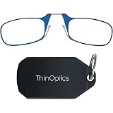 ThinOptics Keychain Reading Glasses - Slim Armless Pocket Readers - Black, Blue 2.0x