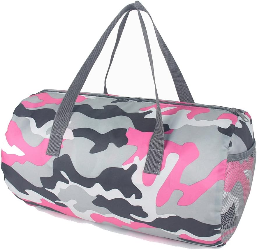 NAVO Gym bag Foldable Bag Camouflage Color Travel Bag Pink Foldaway Sport Duffel for Kid