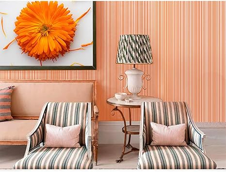 Amazon Co Jp モダンノン 織られた縦縞 壁紙 テレビウォール背景キッチンバスルームリビングルームのための防水壁カバー オレンジ 0 53 9 5m ホーム キッチン