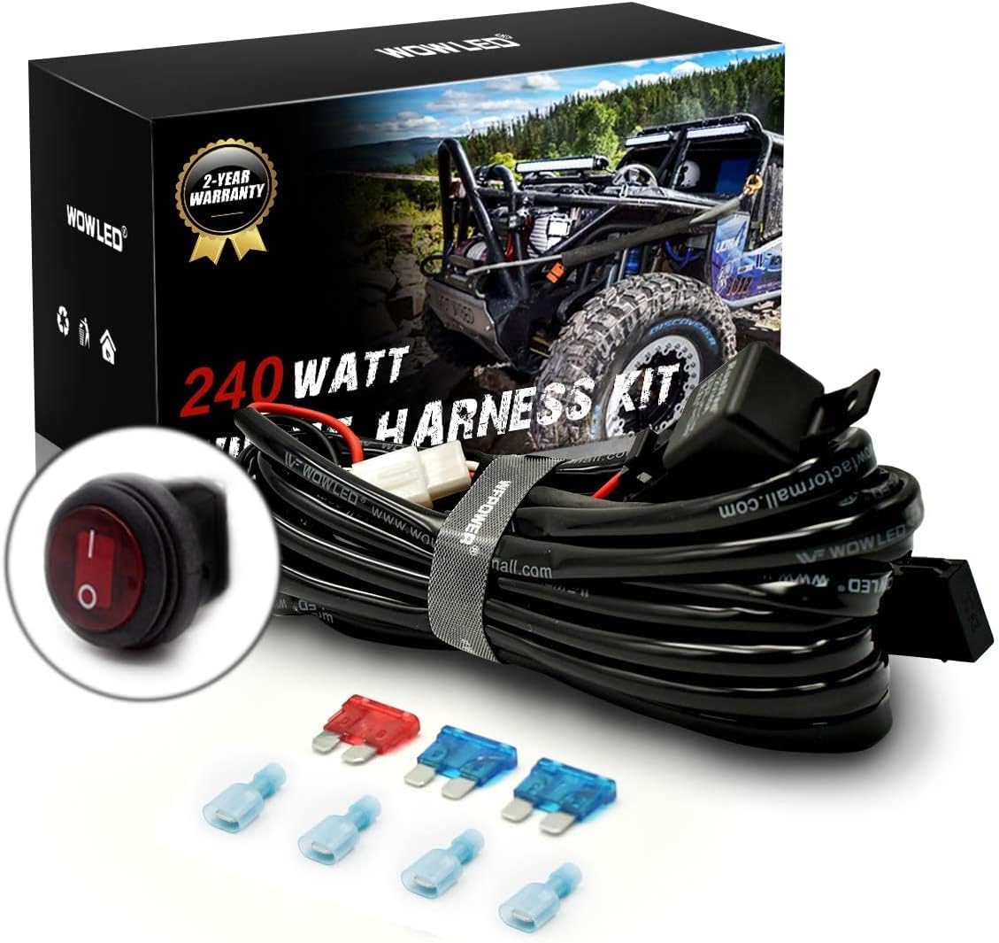 WOWLED Driving Light Wiring Harness PVC Wiring Switch Relay Fuse Kit for Connection with 2 LED Work Lights 4x4 Truck