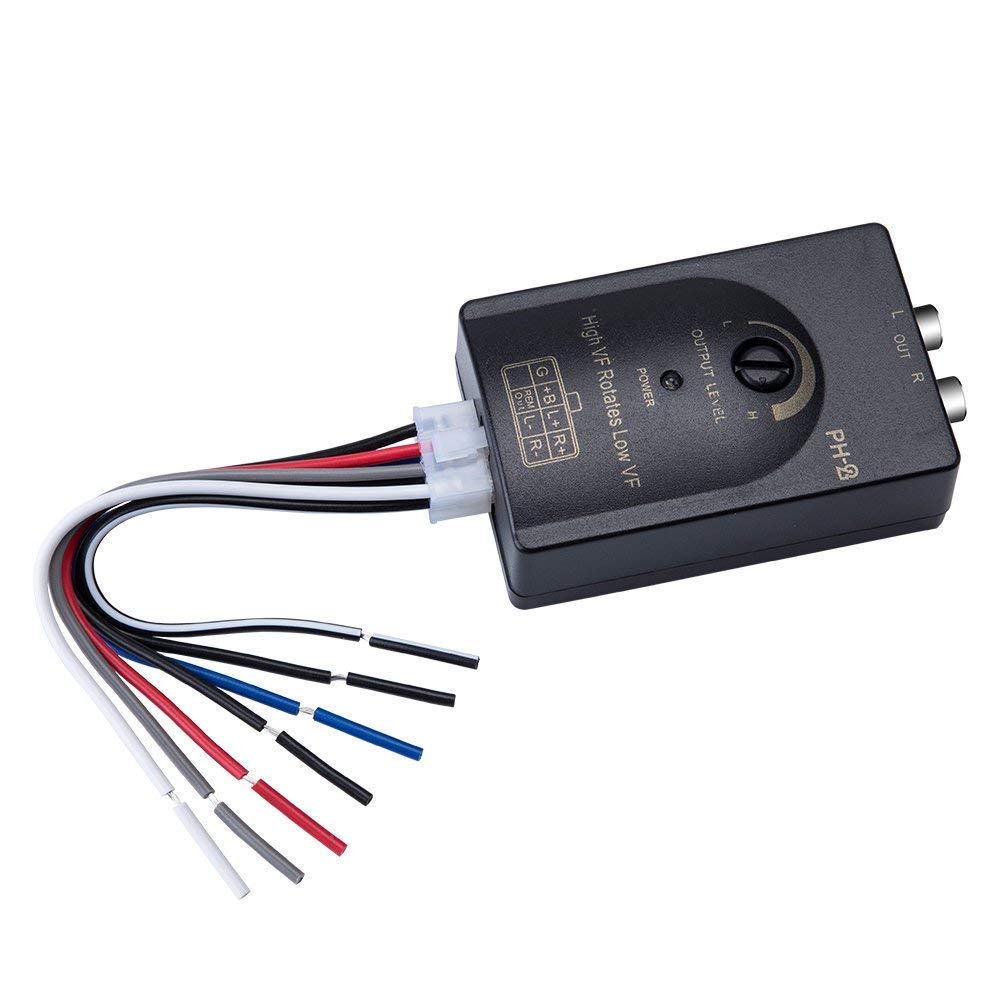 Mr.Ho Auto Car High to Low 2-Channel Line Output Converter with Adjustable Subwoofer Level for Car Amplifier – Black
