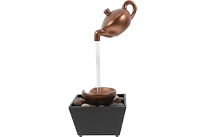 VOSAREA Small Gold Tabletop Waterfall Fountain Compact Indoor Desktop Water Feature with Soothing Sound