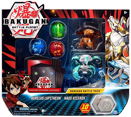 Bakugan, Kunshin Yakin 5 Fakitin, Aurelus Lupitheon &amp; Haos Vicerox, Kayan tattarawa &amp; Canjin Halittu, don Zamani 6 &amp; Sama