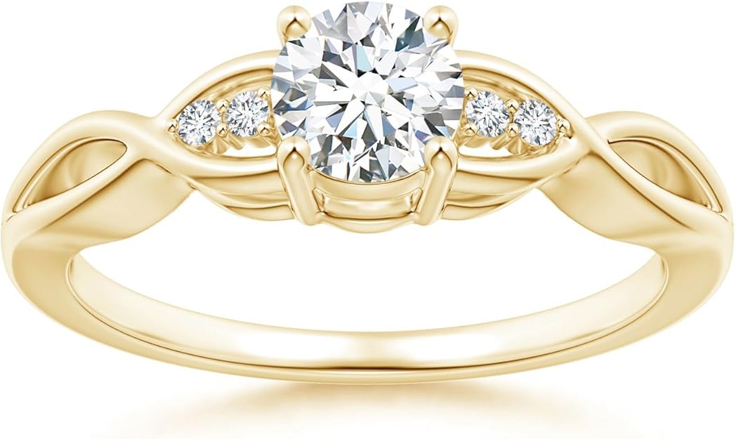 April Birthstone Infinity Twist Round Diamond Promise Ring with Prong