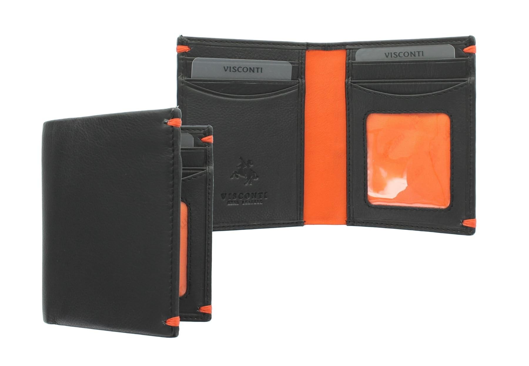 VISCONTI Alpine Collection Compact Slim Gents Leather Wallet RFID Blocking AP60 Black/Orange