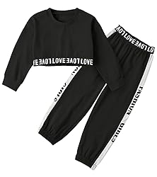 Teen Girls Black Outfits, 2 Pieces Kids Black Long
