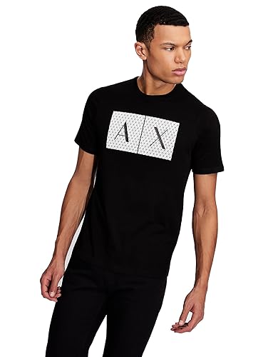 A|X ARMANI EXCHANGE mens Crew Neck Logo Tee T Shirt, Grid Logo