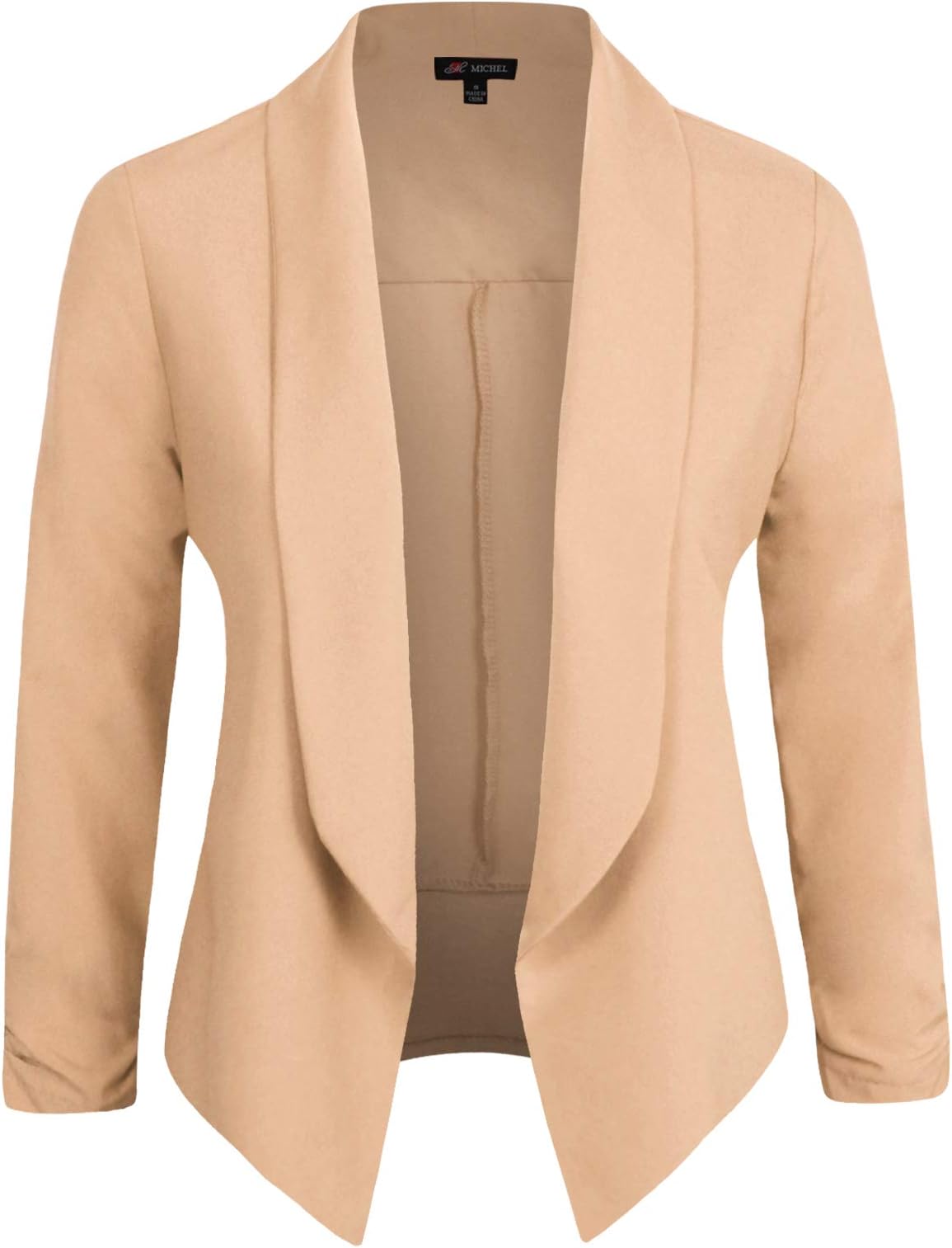 Michel Womens Blazer Work Office Lightweight Stretchy Open Front Lapel Jacket Style Cardigan with Plus Size (1XL ~ 3XL)