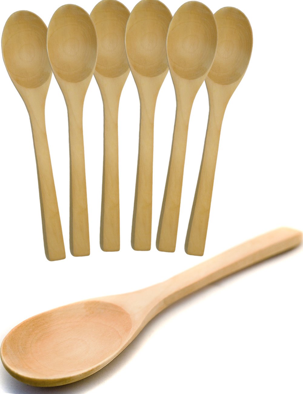 Outdoor Saxx® 6 Wooden Spoons, Solid Wood, Natural, untreated, Hand-Carved Medieval Design, 17cm, Set of 6