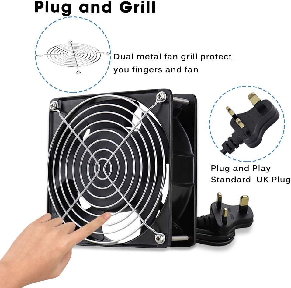 GDSTIME 220V 240V AC Computer Fan 120mm x 38mm 2600RPM 104CFM High Airflow Axial Cooling Fan with Dual Ball Bearings for PC Case Ventilation DIY Projects - Image 4
