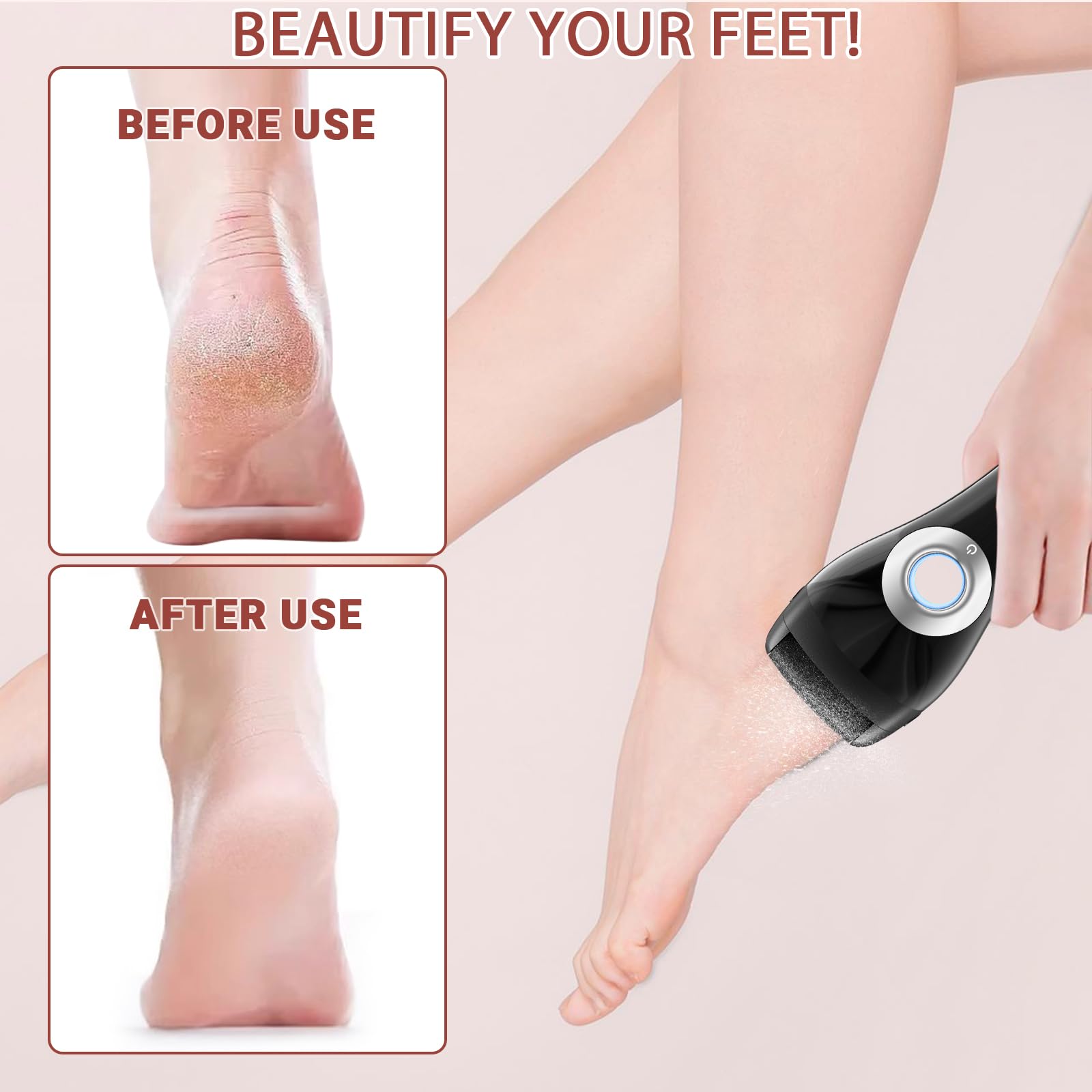 Upgraded Rechargeable Foot Callus Remover, Professional Electric Foot File, 10 in 1 Pedicure Tools Foot Care Kit Pedi Feet Care for Dead, Hard Cracked Dry Skin Ideal Gift (Black) - Image 6