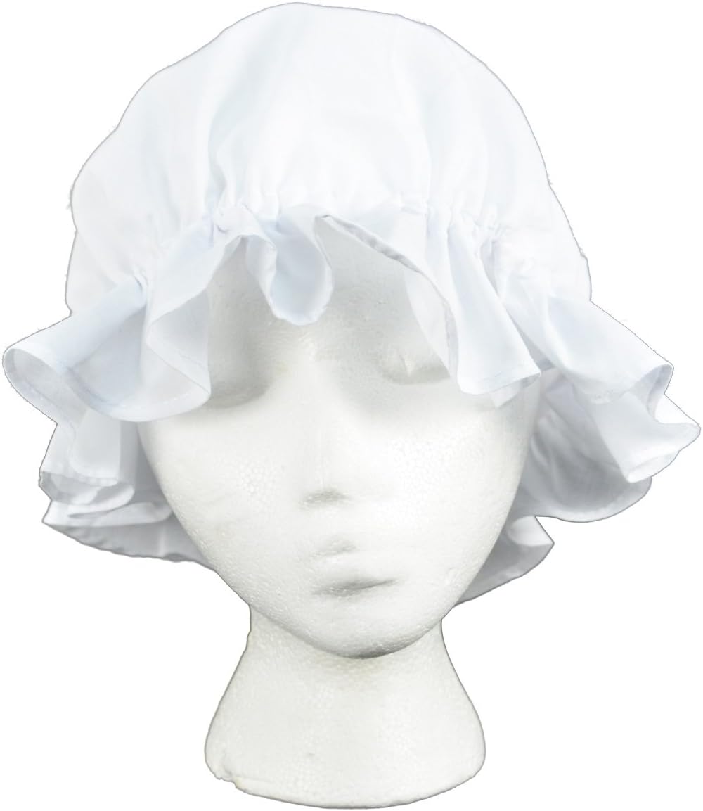 TreasureGurus Colonial Amish Mob Cotton Hat Womens White Bonnet Poor Girl, Maid, or Pilgrim Costume