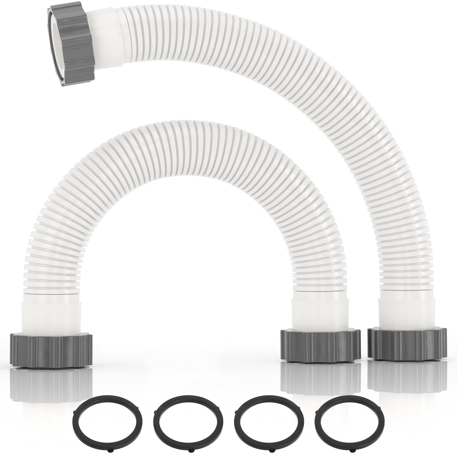 Photo 1 of HOMNUTS Pool Hoses for Above Ground 1.5’’ Diameter 16" Long Accessory Swimming Pool Replacement Hose, 2 Pack Filter Pump Hose Compatible with Pump Models