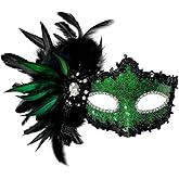 Allruyee 2024 New Feather Masquerade Mask for Women,Feather Masquerade Mask for Masquerade Party, Mardi Gras,Cosplay Party Masque