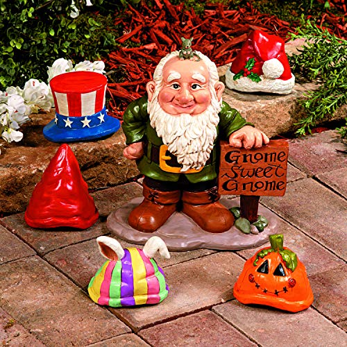 Fun Express Gnome Greeter with Hat Set-Garden Decor, Seasonal Outdoor, Novelty & Unique Gift-6 Piece Set