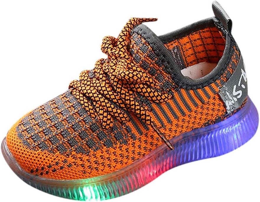 Baby Boys Girls LED Light Up Flashing Sneakers Shoes, Summer Comfortable Soft Knit Footwear for Toddler/Little Kid