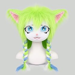 hbbhml Animal Cat Head Mask Fursuit Cute Plush