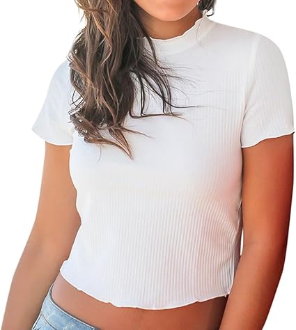 white turtleneck short sleeve