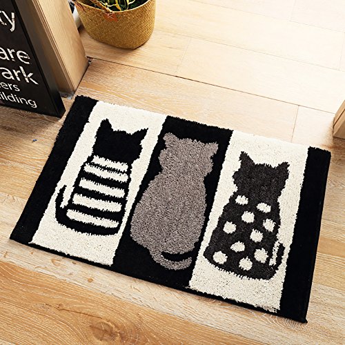 Lldaily Cute Cat Partern Soft Indoor Cartoon Area Rugs Fluffy Living Room Carpets Suitable for Children Bedroom Decor Nursery Rugs carpet,18x26inches,Black Cat