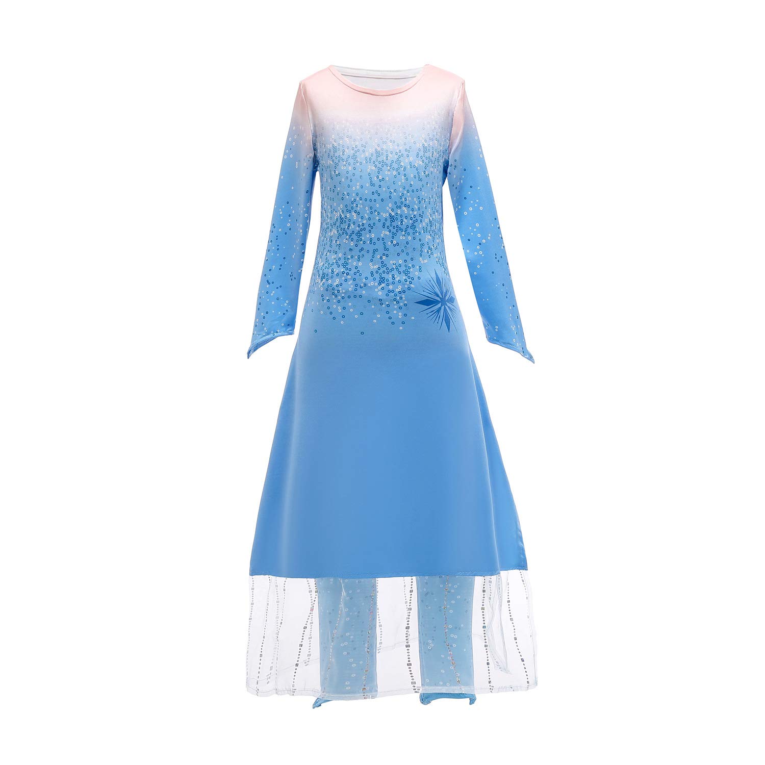 Lito Angels Princess Travel Dress Costume for Girls Kids, Snow Queen Fancy Party Outfits, Age 8-9 Years, Blue (Dress & Leggings)