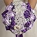 FYSTORE Bride Bouquet Crystal Wedding Rhinestone Brooch Bouquets Brides Hand Holding (Purple)