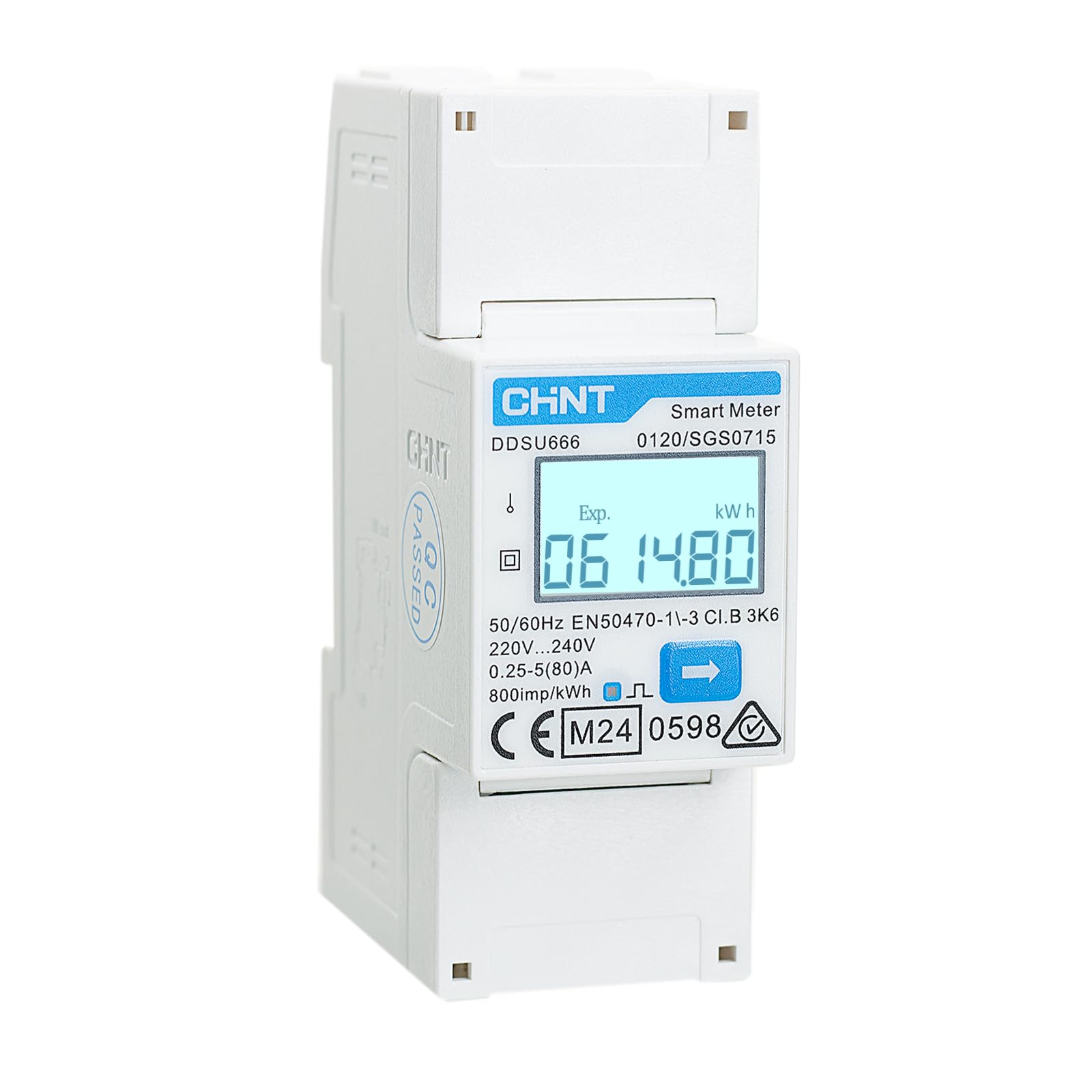 CHINT DDSU666 Single-Phase DIN 35mm Electronic Smart Energy Meter Electricity Meter 5(80) A Direct Connection with RS485 Interface, Compliant with Modbus RTU, MID Certified