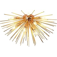 Jaycomey Sputnik Ceiling Light Fixtures, Mid-Century 12 Lights Gold Firework Ceiling Light, Modern Semi Flush Mount Ceiling L