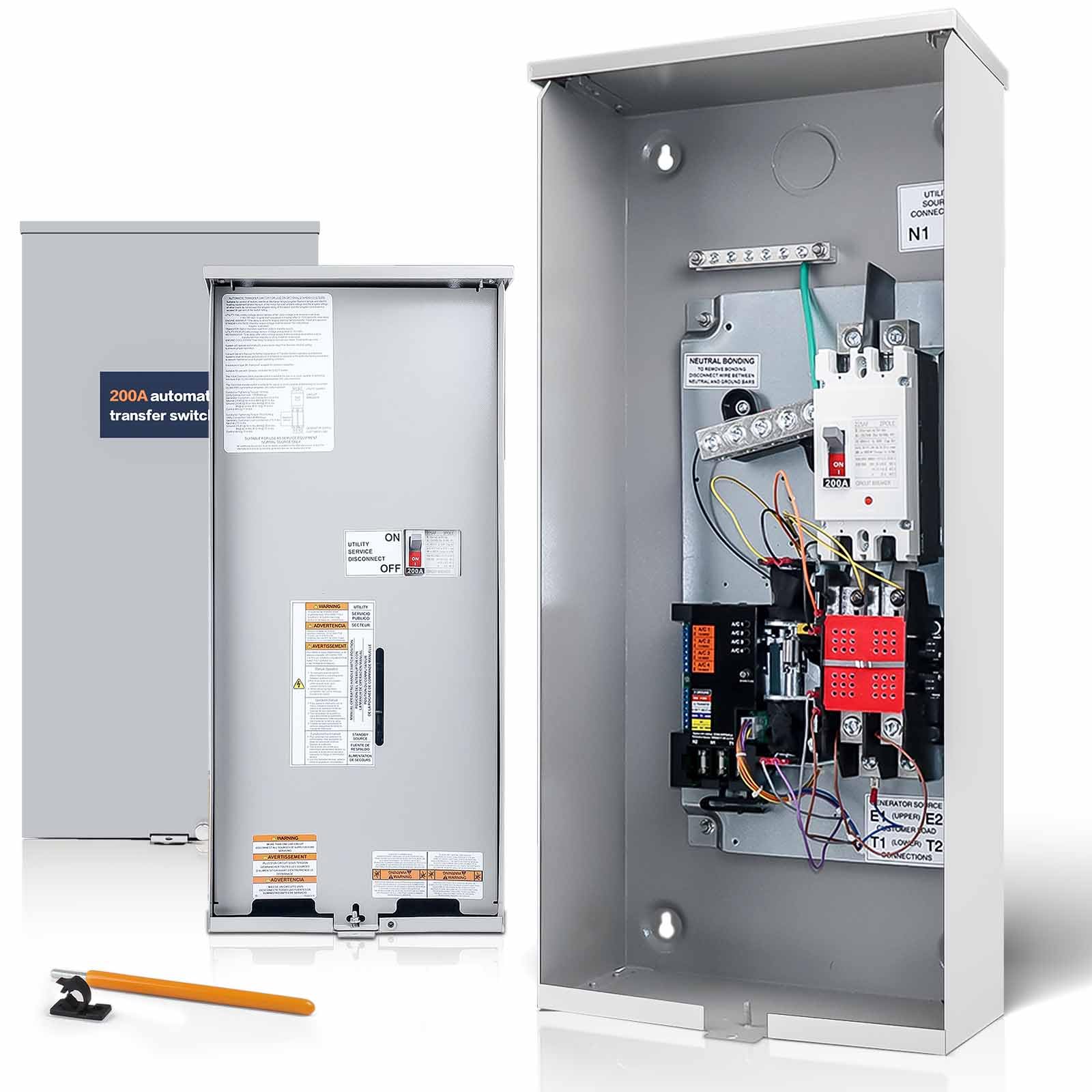 Photo 1 of 200 Amp Single Phase Automatic Transfer Switch, Replace for Generac RXSW200A3, Power Management for Outdoor and Indoor Use, Service Entrance Rated, NEMA 3R Aluminum Enclosure