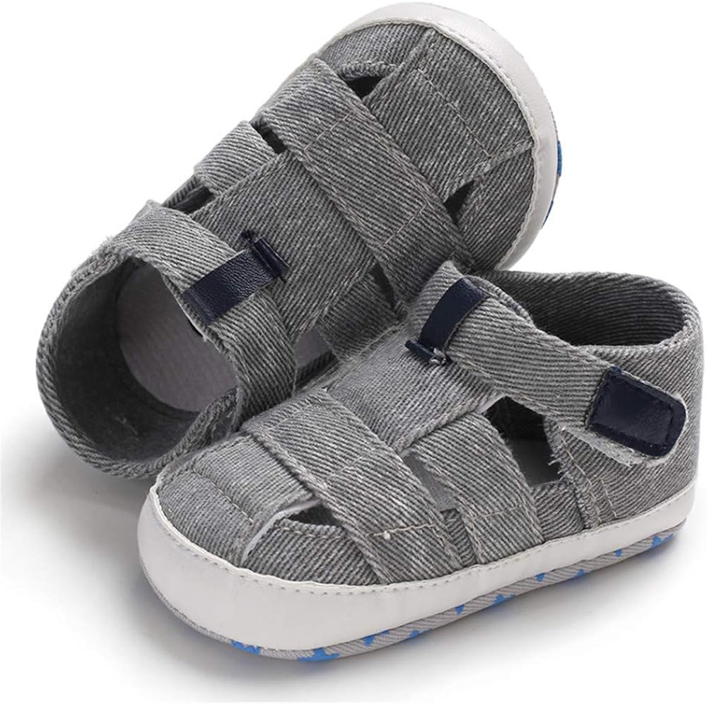  | Meckior Summer Baby Infant Boys Sandals Canvas Soft Sole Non-Slip Closed Toe First Walkers Shoes | Sandals