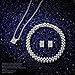 Qianse AAA Zircons Pendant Necklace Stud Earrings Tennins Bracelet Bridal Jewelry Set for women