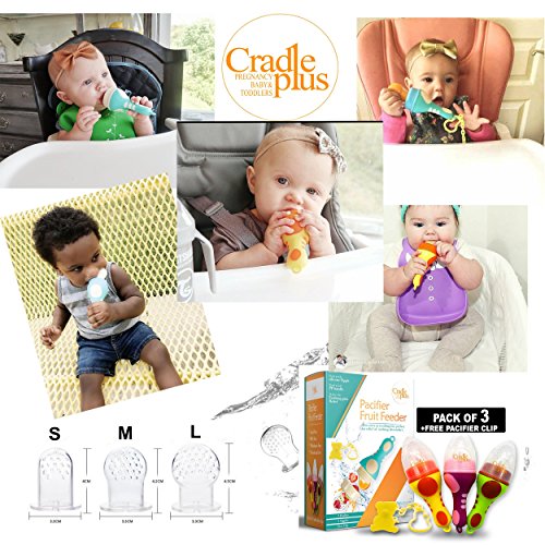 image for Baby Fruit Feeder Pacifier (3 Pack) | baby Food feeder | fresh fruit T