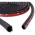 GoldWheel 1/2"×7/16" D-Shape Weather Stripping 25Foot Heavy Duty Rubber Seal Weatherstrip(Self-Adhesive) Hollow with Bulb Door Gasket Strip for Automotive Truck RV Window Door Soundproofing