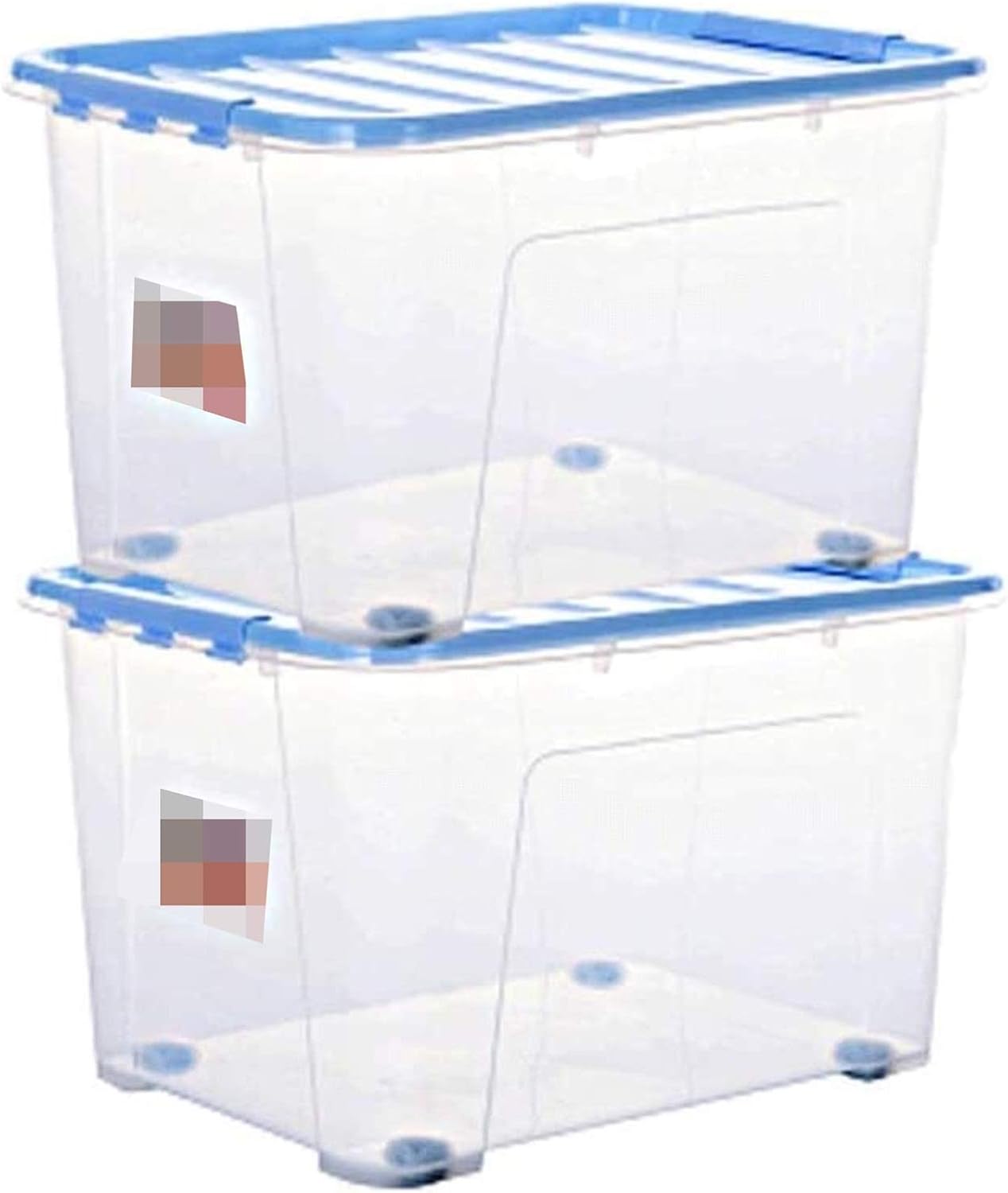 Caja de almacenamiento con tapa, 100L grande robusto de plástico