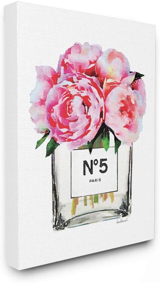 Paintings - Stupell Industries Glam Paris Vase with Pink Peony Stretched Canvas Wall Art, Proudly Made in USA