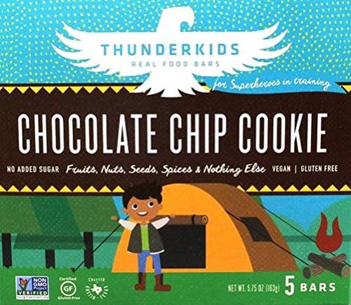 Thunderbird Thunderkids Gluten Free Non-GMO Snack Bars, Chocolate Chip Cookie (5 Bar Box) - Case of 6