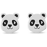 Boma Jewelry Sterling Silver Panda Bear Stud Earrings