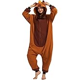 AMAMHAHAVA Cute Capybara Onesie Pajamas Adult Halloween Onesie Pajamas with Orange Hood