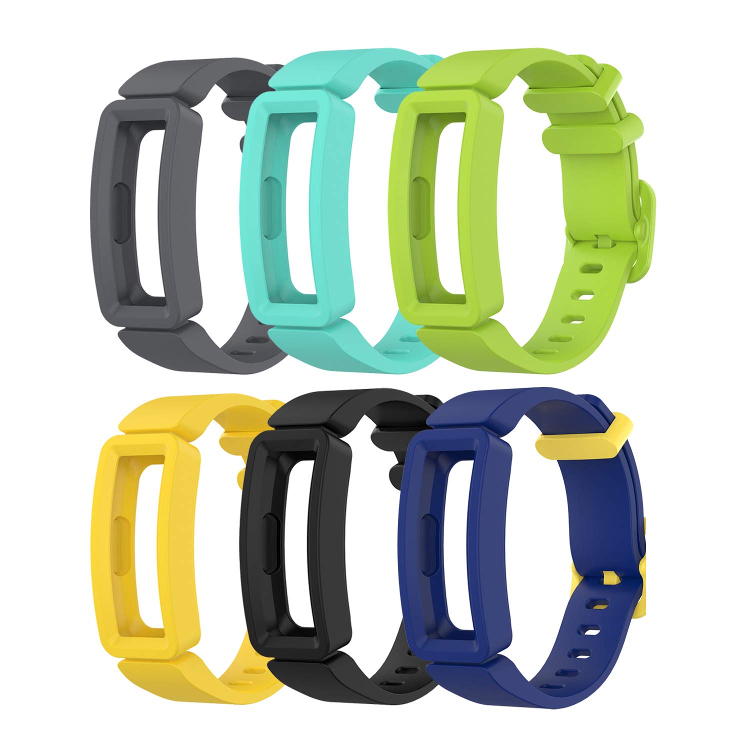 TenCloud Replacement Straps Compatible with Fitbit Ace 2 Strap, Soft Silicone Flexible Wristbands Arm Band for Inspire 2/Inspire HR/Inspire/Ace 2 Activity Tracker (6-clour-B)
