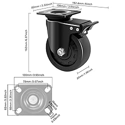 W B D WEIBIDA 5-inch Swivel Plate Caster Wheels Set