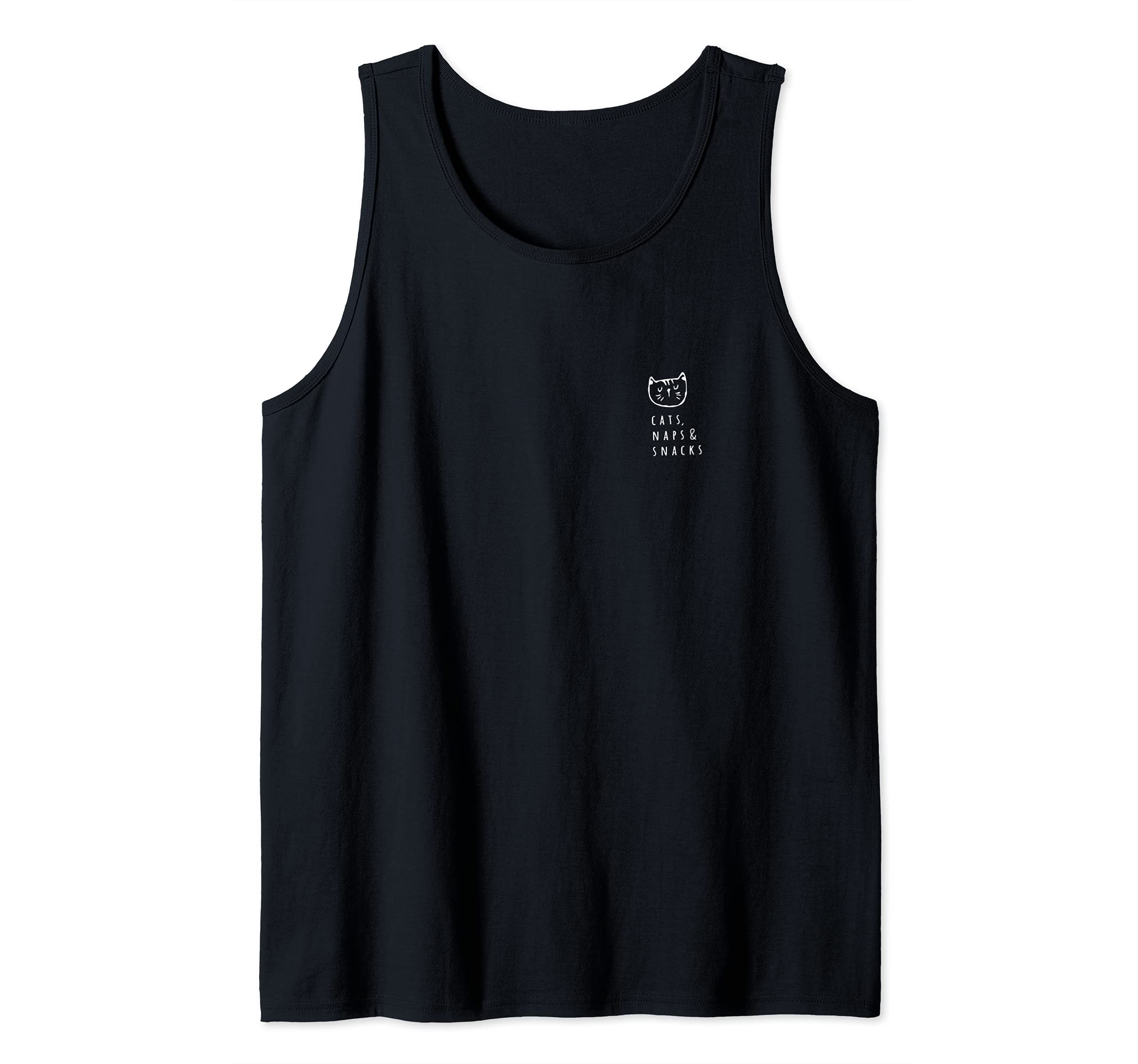 Cat, Naps & Snacks Funny Cat Handdrawn Simple Design Tank Top