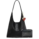 SongKedora Vegan Hobo Bag Cherry Leather Shoulder Purse Slouchy Designer Crossbody Bag for Women Retro Tote Handbag