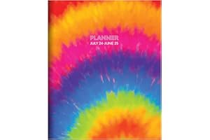 TF PUBLISHING July 2024 - June 2025 Tie Dye Medium Monthly Planner - 2 Page Spreads with Extra Large Calendar Grids and Planning Prompts - 12 Month Academic Planner 2024-2025 - 6.5 in x 8 in