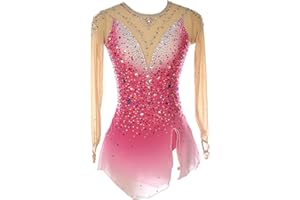 Zagitova Figure Skating Dress for Girls Graceful Long Sleeve Women Gradient Competition Dance Outfits with Rhinestone