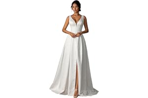AIMEVERNAL Bride Wedding Dress of Elegant Royal Style,2024 Summer Beach Wedding Gown Simple Series,Summer Wedding Guest Dress Front Slit