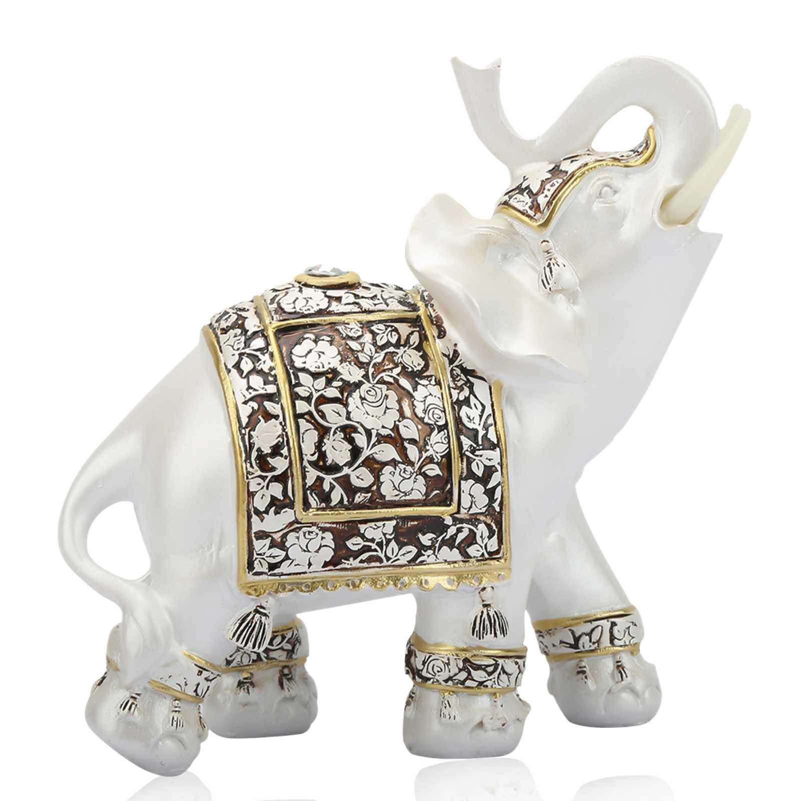 HERCHR Elephant Statue Ornament Feng Shui Lucky Wealth Elephant Statue Sculpture 5.3x2.6x5.5in Resin Elephantfigurine Artisanal for Home Office Decor