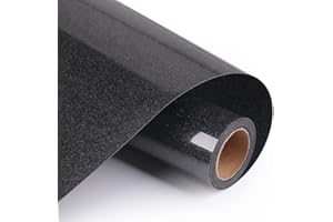 GraceM HTV just Buy it Iron on Vinyl Works with Silhouette for T-Shirt, Easy to Cut&Weed, Customer Repeat 5ft by 12inch roll Matte Heat Transfer Vinyl (Glitter Black) â€¦